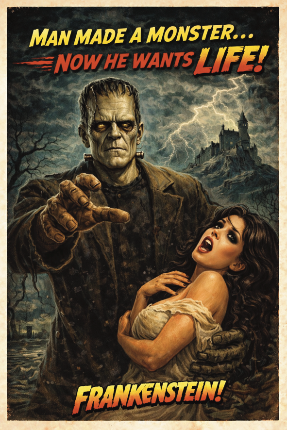 Vintage Horror Movie Fridge Magnets