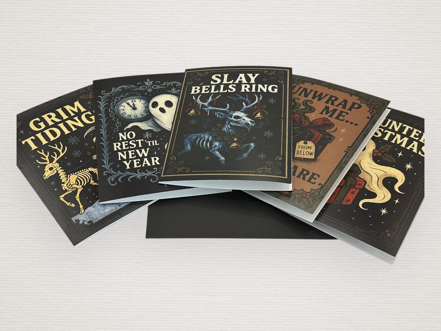 Gothic Horror Christmas Cards with Wax seal and Black Envelope
