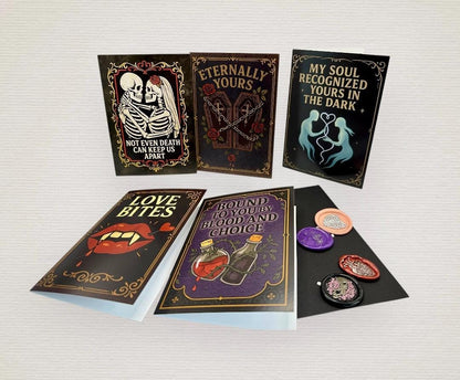 Gothic Horror Valentines/Romantic Cards with Wax seal and Black Envelope