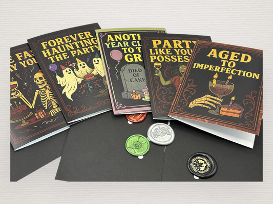 Gothic Horror Birthday Cards with Wax Seal & Black Envelope