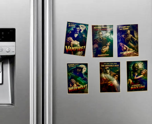 Vintage Horror Movie Fridge Magnets