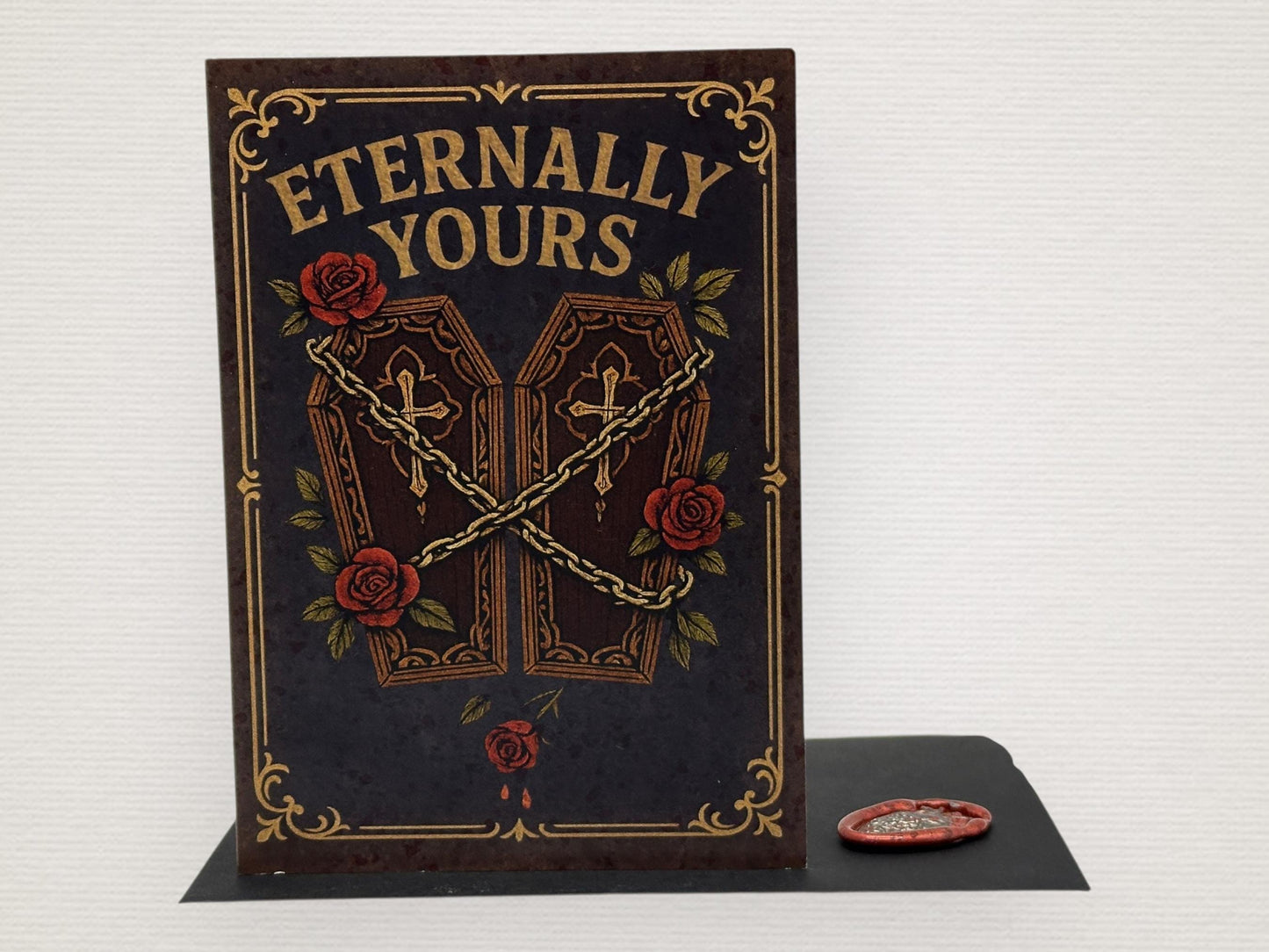 Gothic Horror Valentines/Romantic Cards with Wax seal and Black Envelope